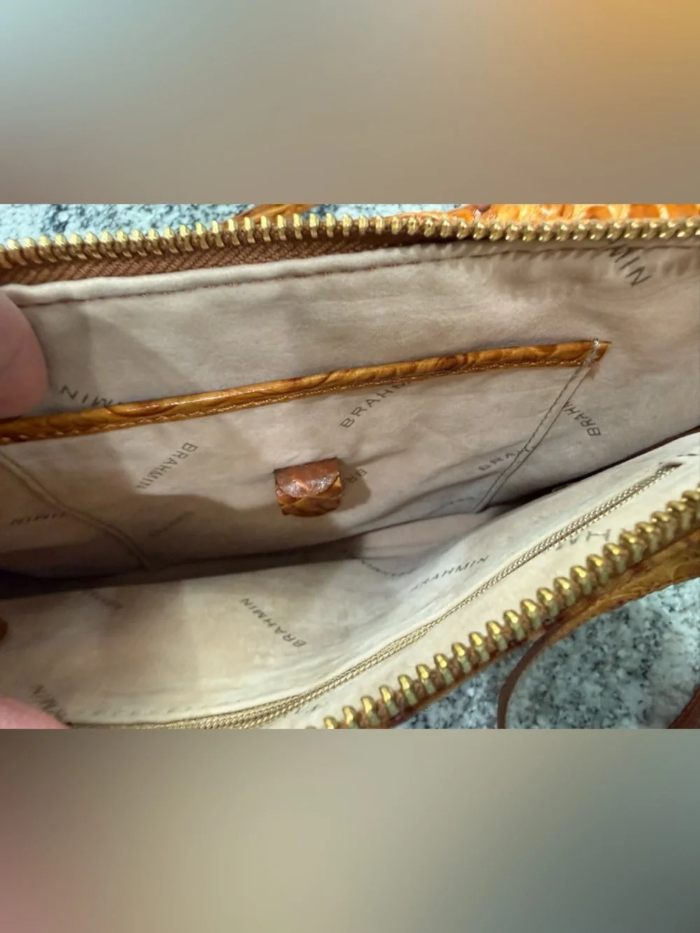 Brahmin Croc-Embossed Crossbody in Amber